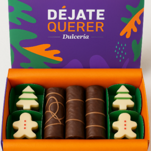 Caja navideña mini cuchufli y chocolate 7 unds