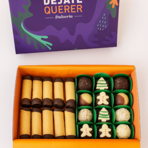 Caja navideña mini barquillo con brigadeiro y chocolate